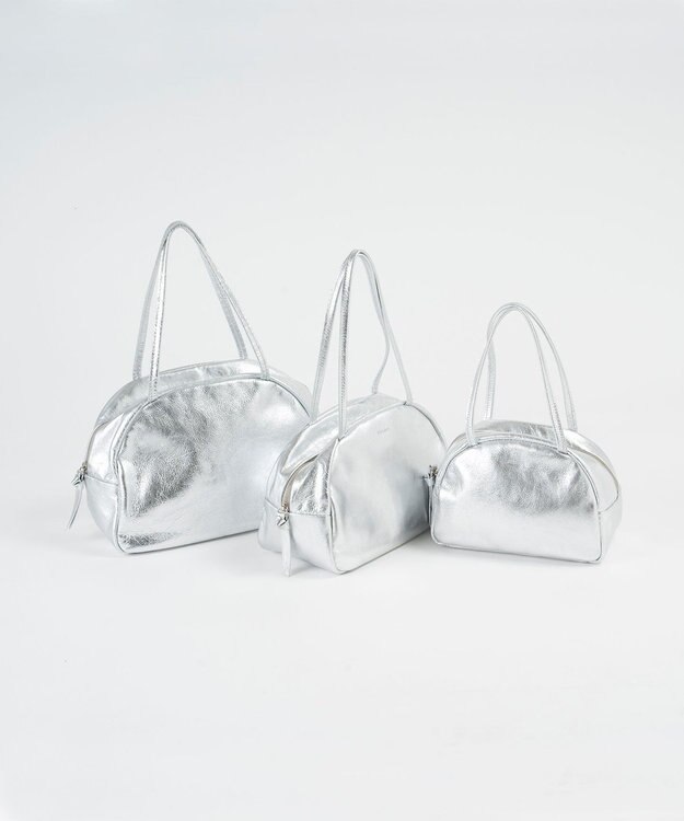 FOLNA RD ホイルレザーボストンバッグ Mサイズ シルバー