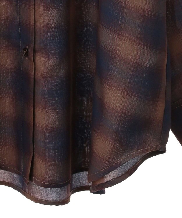 Green Parks オンブレーチェックライトシャツ Brown