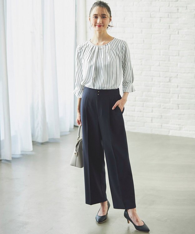 ANY SIS S 【WEB・一部店舗限定】褒めらレディワイド パンツ ネイビー