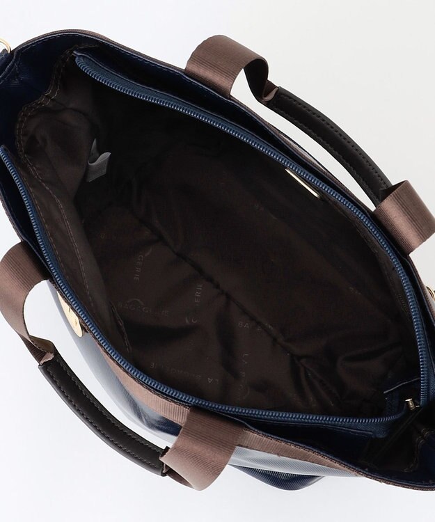 LA BAGAGERIE 【コットン×ポリウレタン】シャイニーミニトート ネイビー