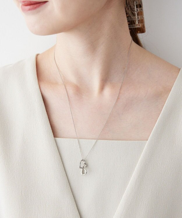 AMERICAN HOLIC ダブルハートネックレス Silver