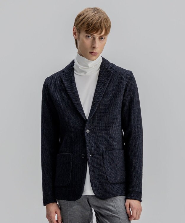 JOSEPH HOMME ストロータックステッチ　ニットジャケット ネイビー系