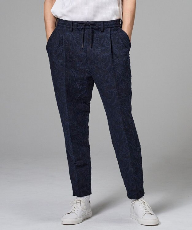 JOSEPH HOMME 【新柄】エス二カルスラブジャガード ドロスト付ワイドテーパードパンツ/ ORIGIN CONVERTIBLE ネイビー系