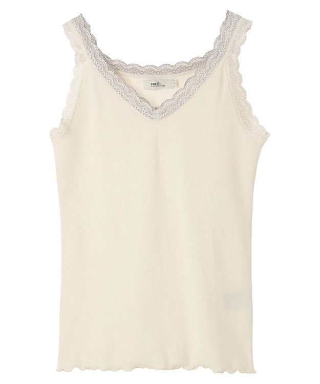 earth music&ecology ダブルレースタンクトップ Ivory
