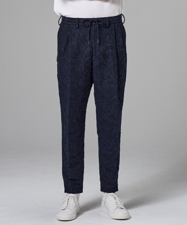 JOSEPH HOMME 【新柄】エス二カルスラブジャガード ドロスト付ワイドテーパードパンツ/ ORIGIN CONVERTIBLE ネイビー系
