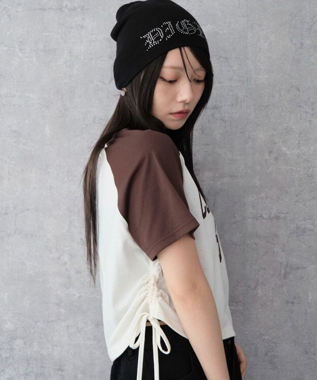 WEGO グラフィックショートサイドリボンドロストT 柄6