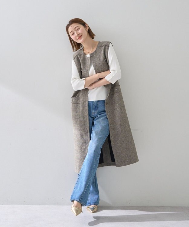 YECCA VECCA 袖釦7分袖リブニット Off White