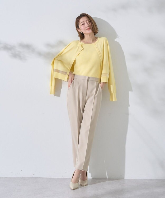 YECCA VECCA 袖釦7分袖リブニット Yellow