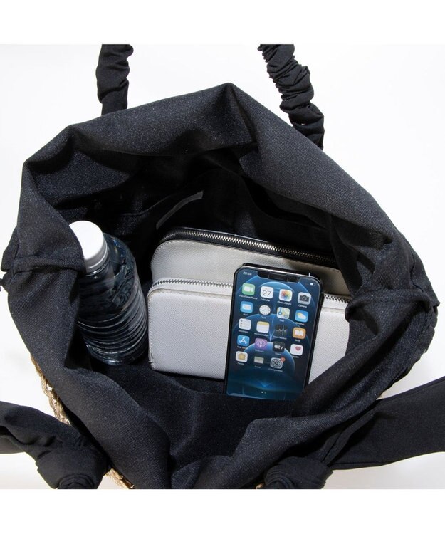 UNBILLION カシュカシュ cachecache / 下がりリボン柄編みトートバッグ ブラック