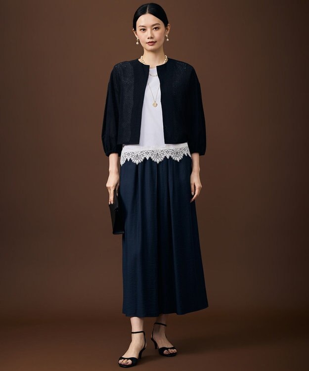 自由区 テクスチャージャージーレーシー カーディガン ネイビー