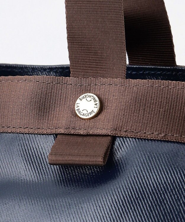 LA BAGAGERIE 【コットン×ポリウレタン】シャイニーミニトート ネイビー