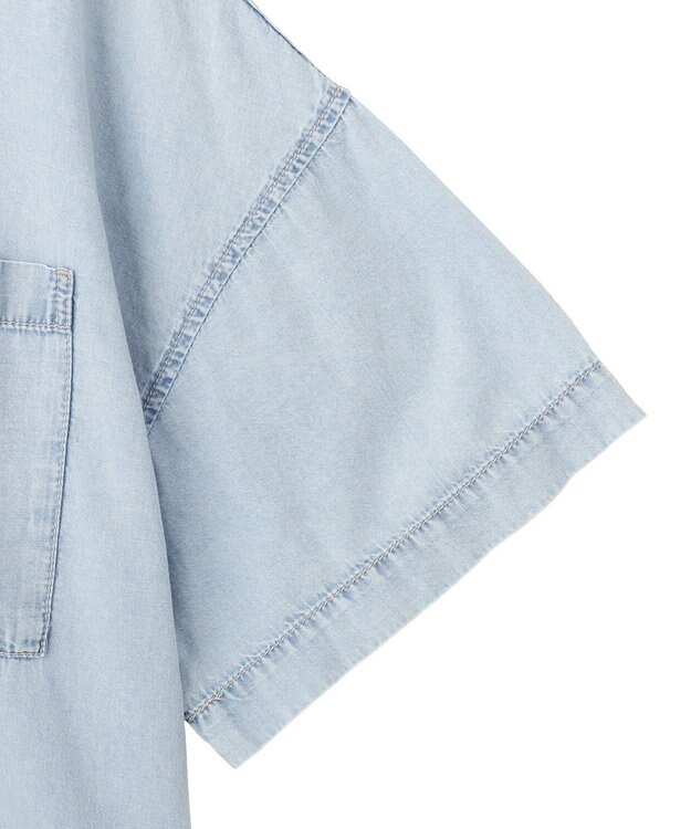 Green Parks 半袖シアーデニムシャツ Light Indigo
