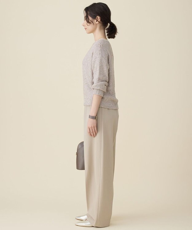 自由区 L ラメノットスパングル ニット ベージュ