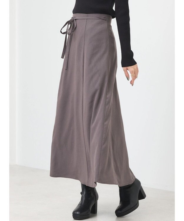 earth music&ecology リボンフレアスカート Charcoal Gray