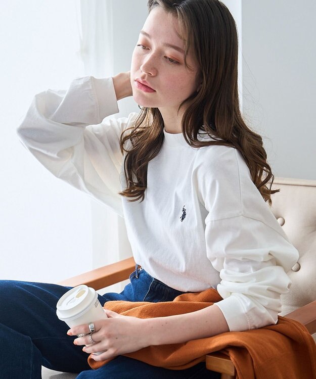 WEGO 【ユニセックス着用ITEM/MLサイズ展開】U.S. POLO ASSN.ワンポイント刺繍LST ホワイト