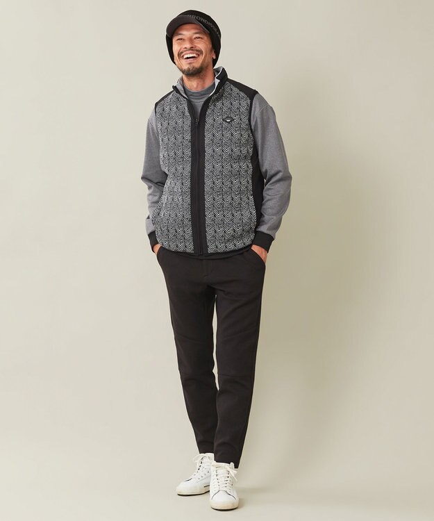 23区GOLF 名品パンツ【23Fondation/MEN】ダンボールニット ジョガーパンツ ブラック系