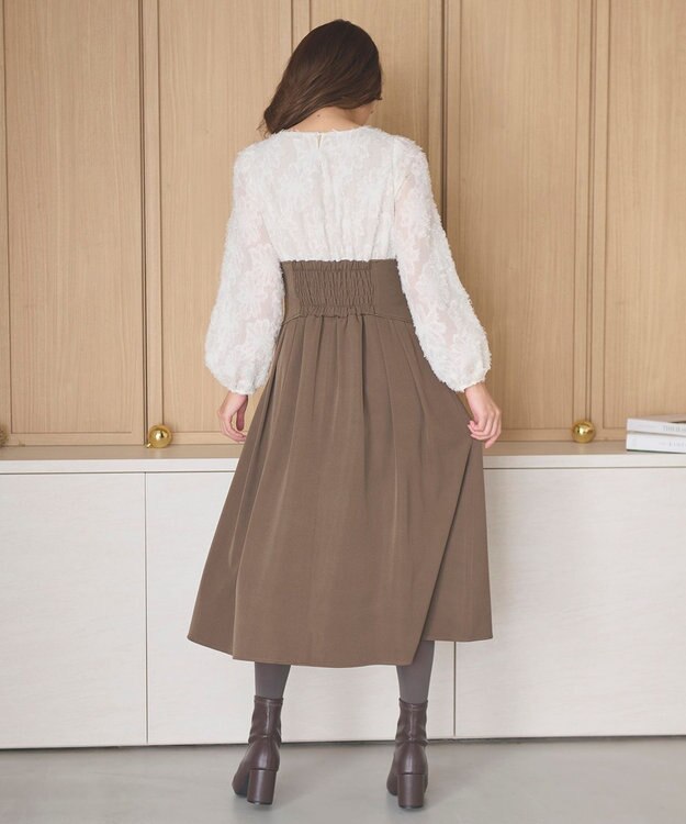 Feroux 【尾﨑真衣さんコラボ商品】コルセットデザイン 綺麗シルエットワンピース ダークブラウン系