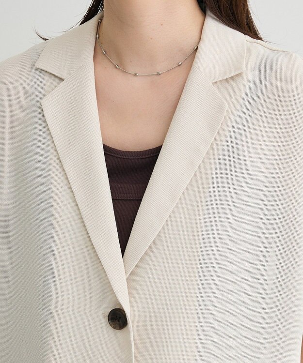 Green Parks メッシュフレンチスリーブジレ Ivory