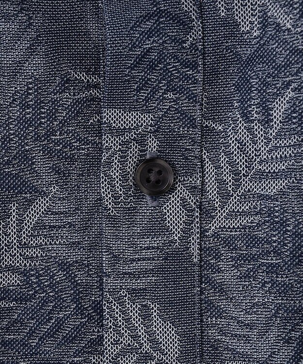 JOSEPH ABBOUD 【吸水速乾】リーフ柄ジャガード 半袖 ポロシャツ ダルブルー系