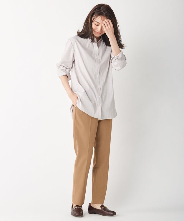 J.PRESS LADIES 【洗える】T/Rアルガンシルク クロップドパンツ キャメル系