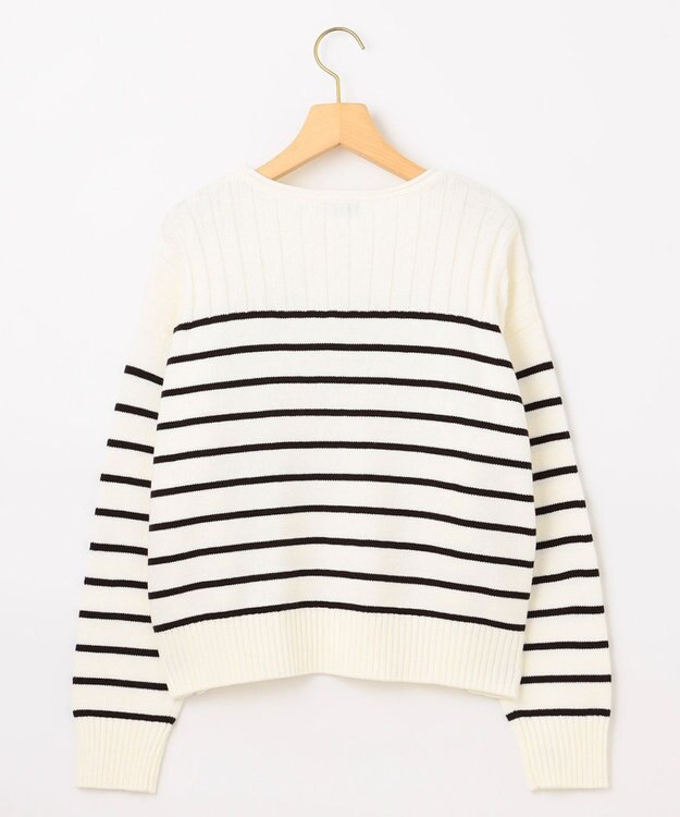 組曲 華奢見え パネルボーダーニット オフ×ブラック系1