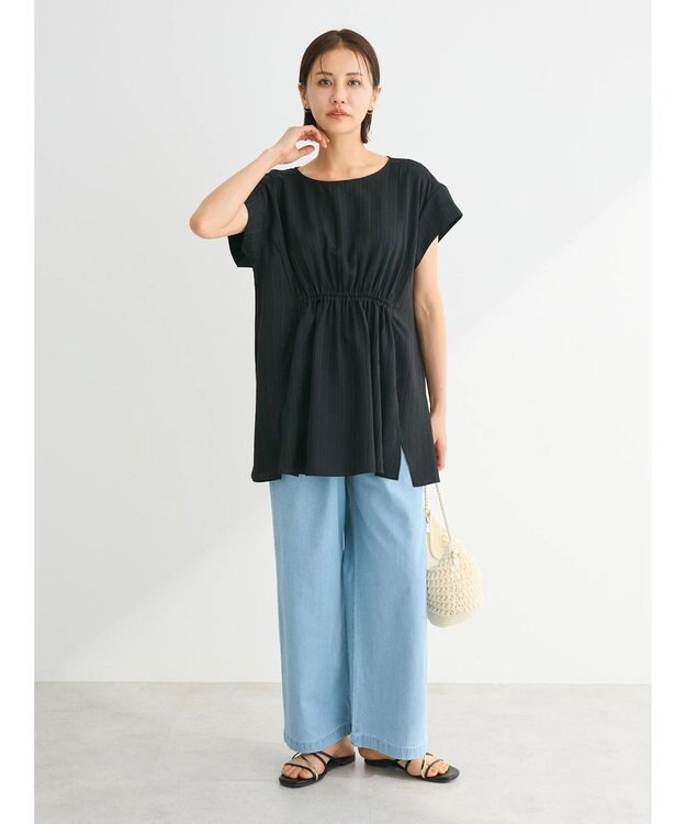 Green Parks 変形ストライプジャガードチュニック Black