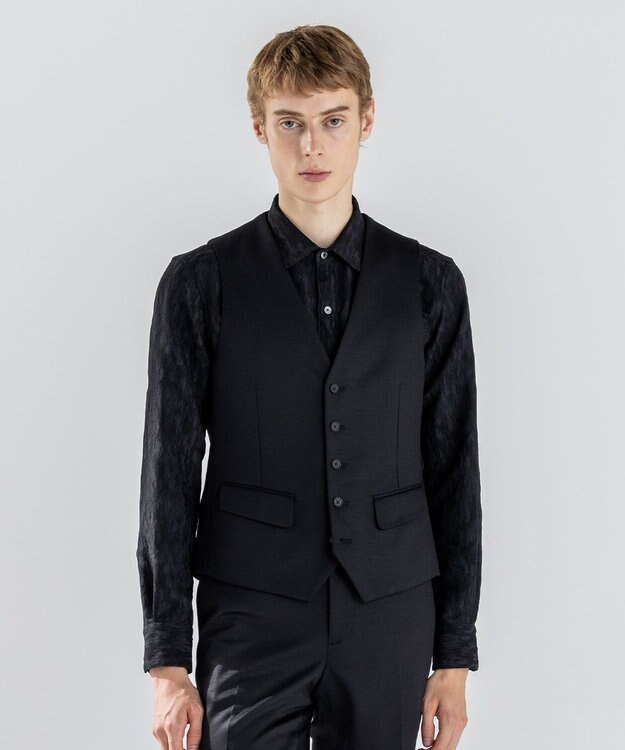 JOSEPH HOMME 新素材【ストレッチ/セットアップ対応】シルキーウールジャージー ジレ ブラック系