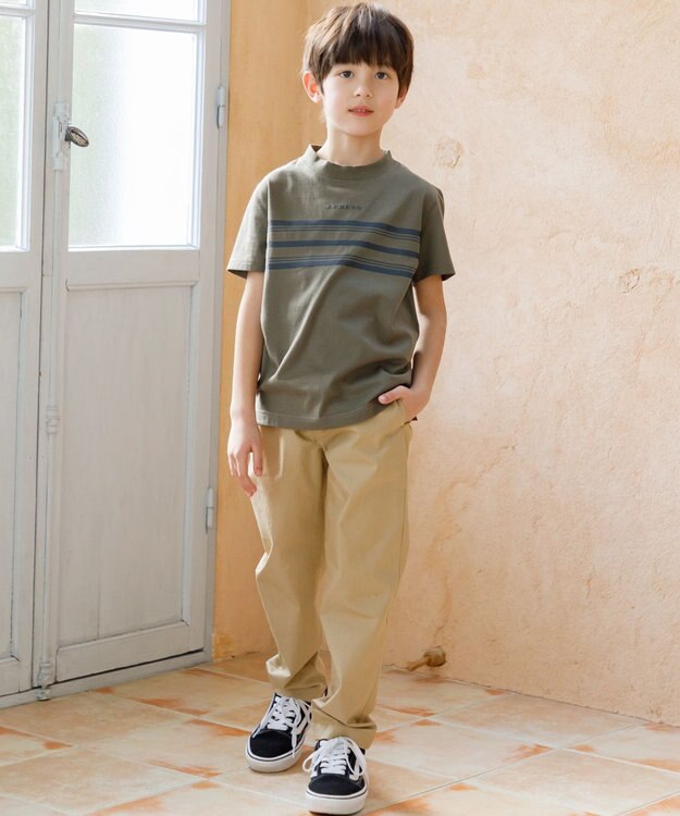 J.PRESS KIDS 【140-170cm】ボーダープリント Ｔシャツ オリーブ系