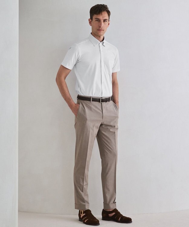 GOTAIRIKU 26年新作【吸汗速乾/接触冷感】ノードシールド BIZシャツ_スナップダウン ホワイト系