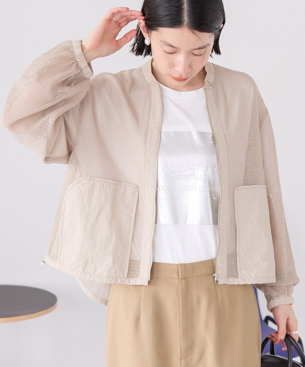 AMERICAN HOLIC メッシュ異素材切替ブルゾン Beige