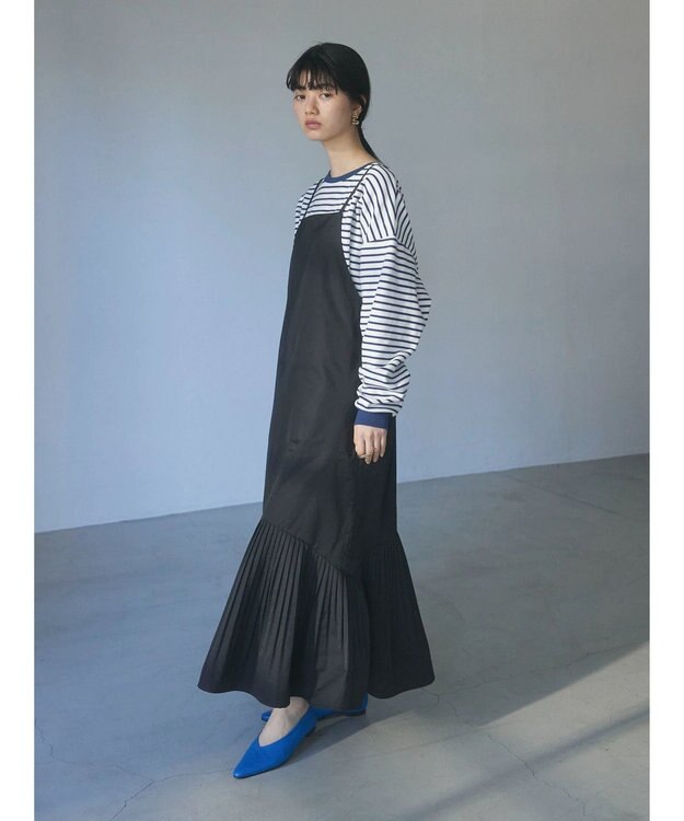Green Parks ａ．裾プリーツキャミワンピース Black