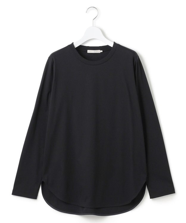 ICB L 【マシンウォッシャブル可】シンプルジャージー ロングスリーブTシャツ ブラック系