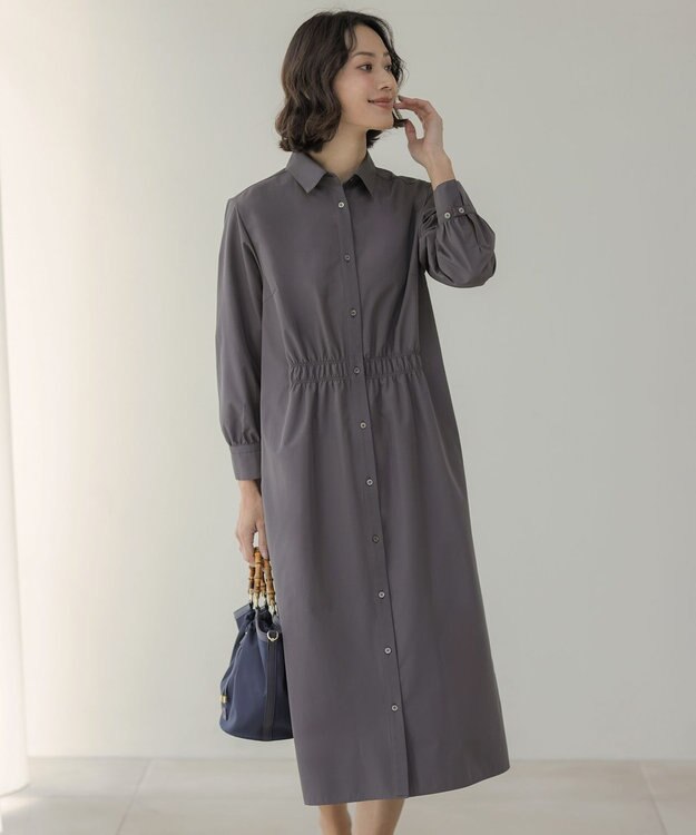 J.PRESS LADIES L 【WEB限定カラーあり】TC ライトタンブラー シャツワンピース スレート系