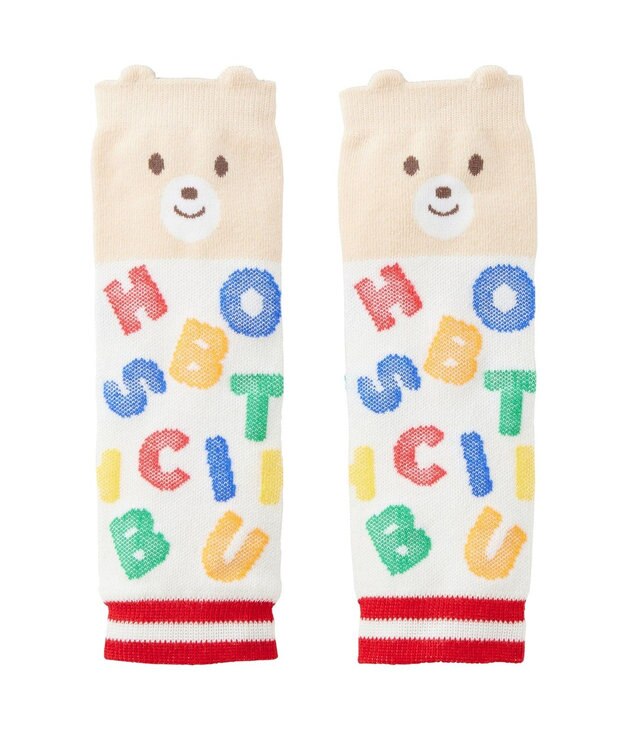 MIKI HOUSE HOT BISCUITS 顔ドン ロゴ総柄 レッグウォーマー マルチカラー