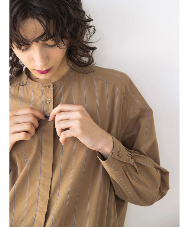 AMERICAN HOLIC バンドカラーシャツワンピース Camel