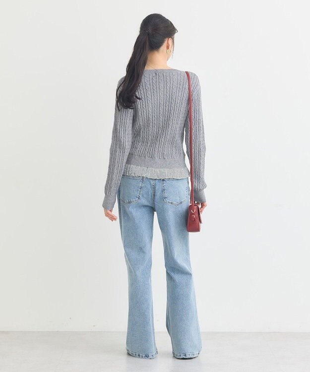 earth music&ecology 切り替えフレアデニムパンツ Light Indigo