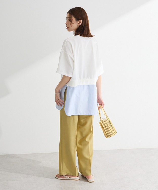 Green Parks 裾タックミニ裏毛シャツドッキングチュニック Ivory