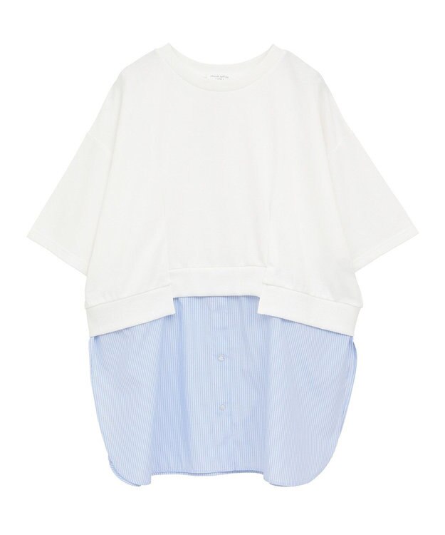 Green Parks 裾タックミニ裏毛シャツドッキングチュニック Ivory