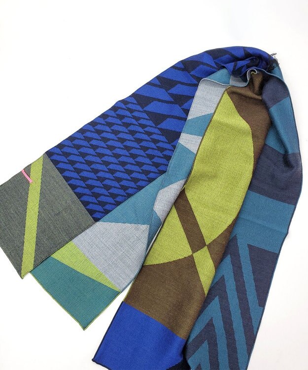 POLS ウールレイヤーストール ブルー