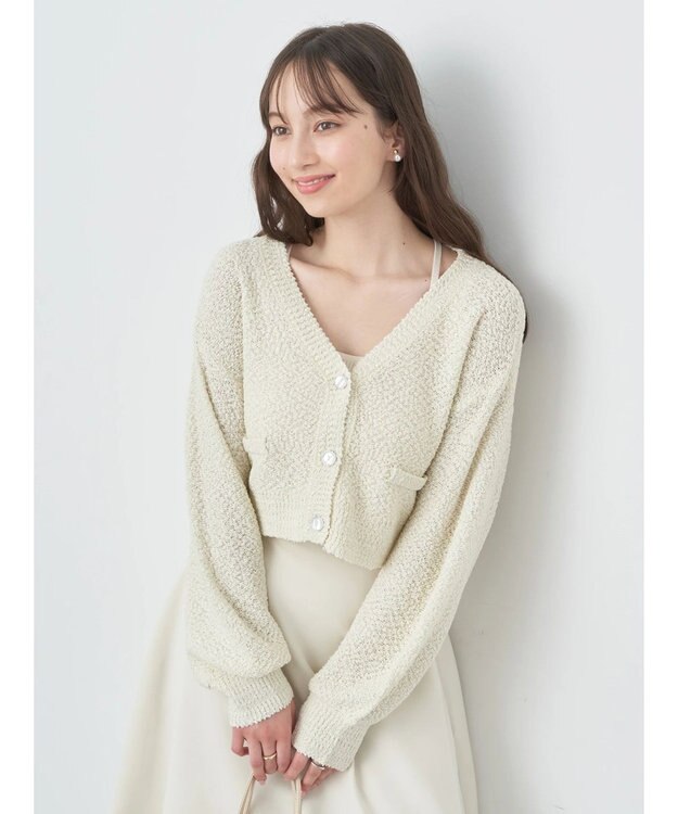 earth music&ecology ポコポコヤーンショートカーディガン Off White