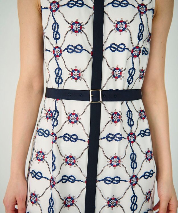 GRACE CONTINENTAL マリン刺繍チュールワンピース ホワイト