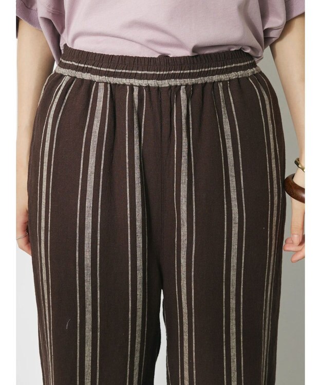 CRAFT STANDARD BOUTIQUE リネンレーヨンストライプイージーパンツ Stripe Brown