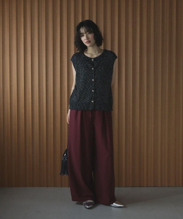 Green Parks 共ベルト付きツイルカラーパンツ Bordeaux