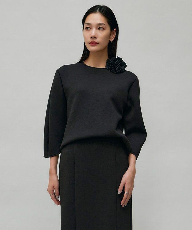 ICB L 【洗える・WEB限定カラーあり】コンパクトダブルフェイス トップス ブラック系