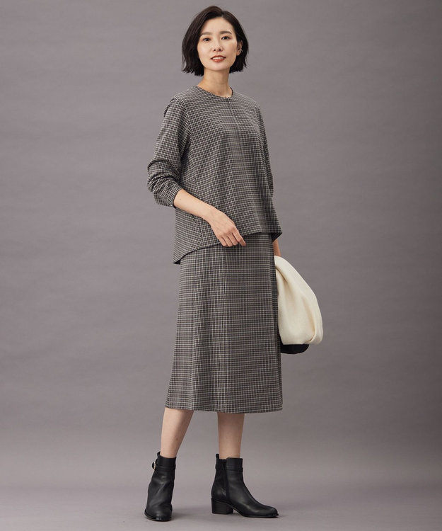 J.PRESS LADIES 【洗える】ガンクラブチェック スカート ブラウン系3