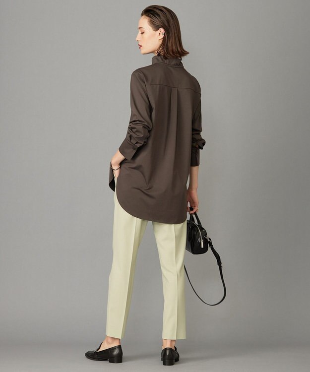 ICB 【洗える】ブラウスライクジャージー ボウタイデザインカットソー バーントブラウン系