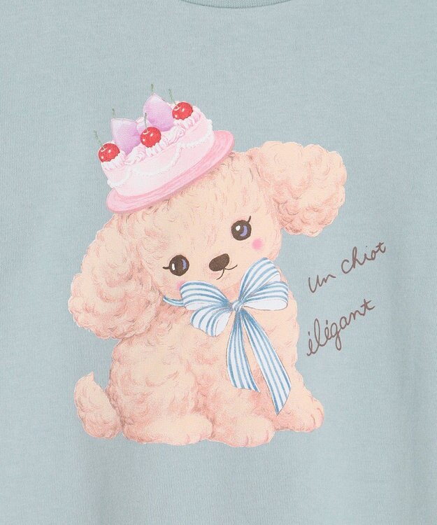 ANY KIDS アニマルモチーフ長袖Tシャツ ミント×トイプードル