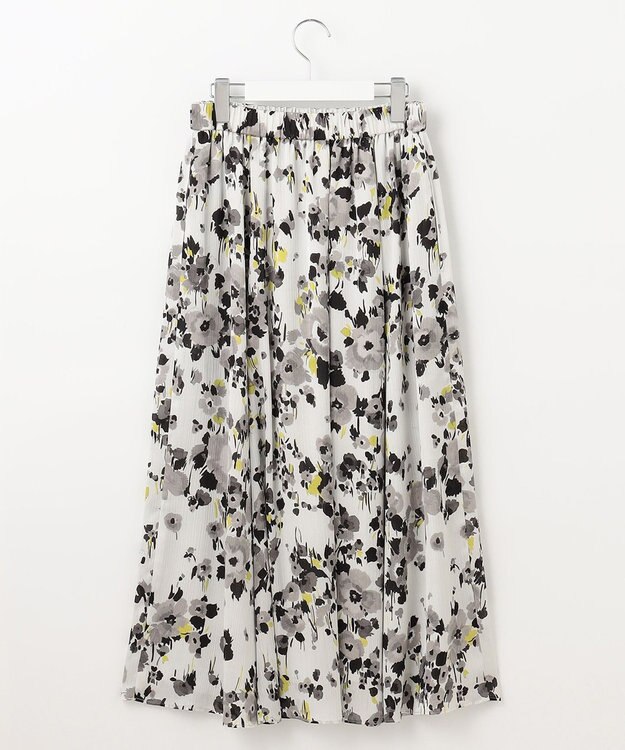 自由区 【XSサイズ～/洗える】ERICA楊柳プリント ギャザースカート ブラック系5