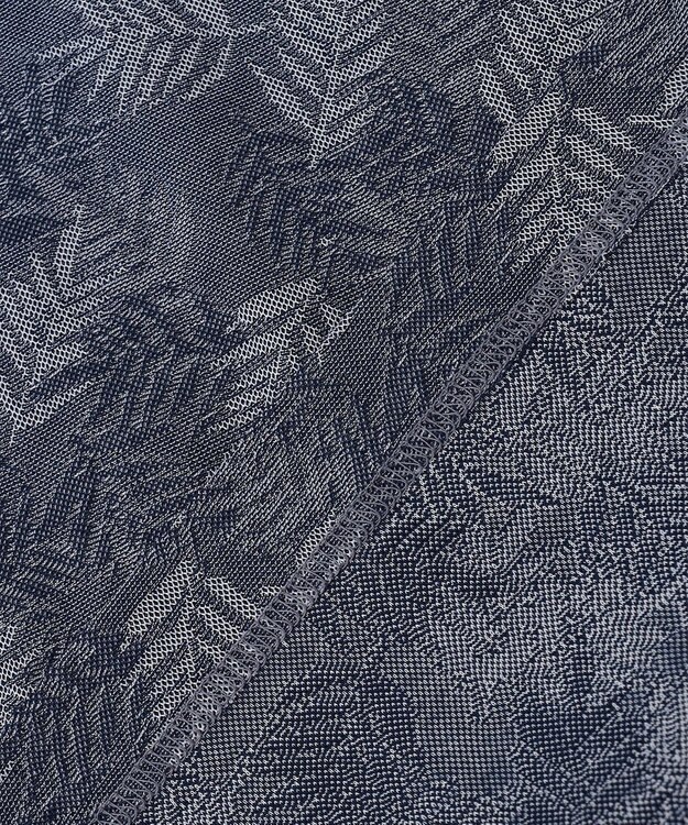 JOSEPH ABBOUD 【吸水速乾】リーフ柄ジャガード 半袖 ポロシャツ ダルブルー系