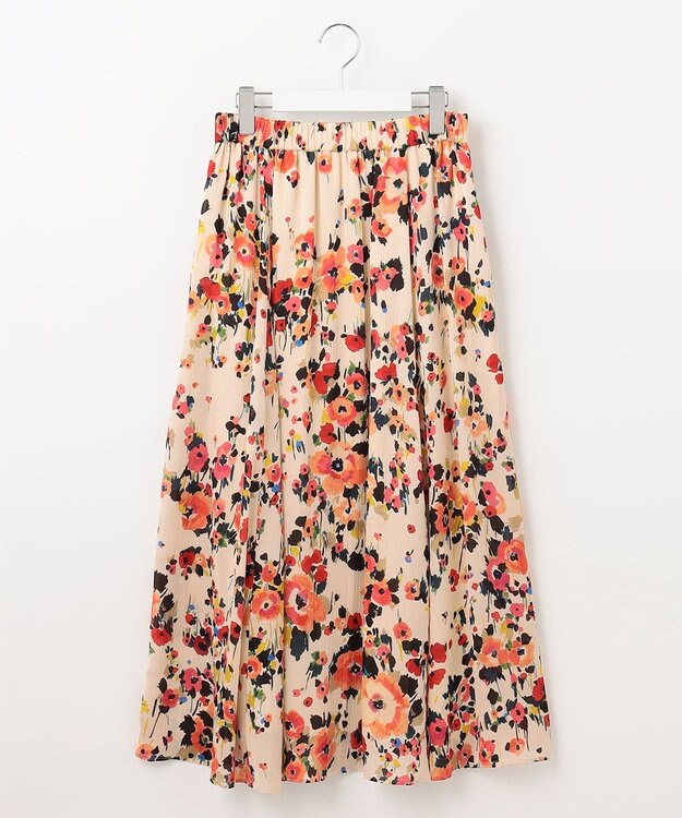 自由区 【XSサイズ～/洗える】ERICA楊柳プリント ギャザースカート ピンク系5